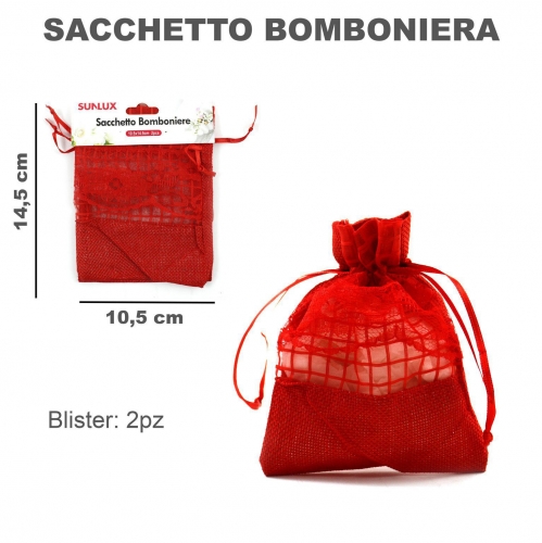 SACCHETTO BOMBONIERE ROSSO 10.5*14.5CM
