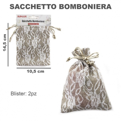 SACCHETTO BOMBONIERE DI LINO 2PCS #2