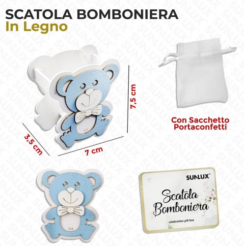 SCATOLA BOMBONIERA IN LEGNO BABY 3.5*7*7.5CM