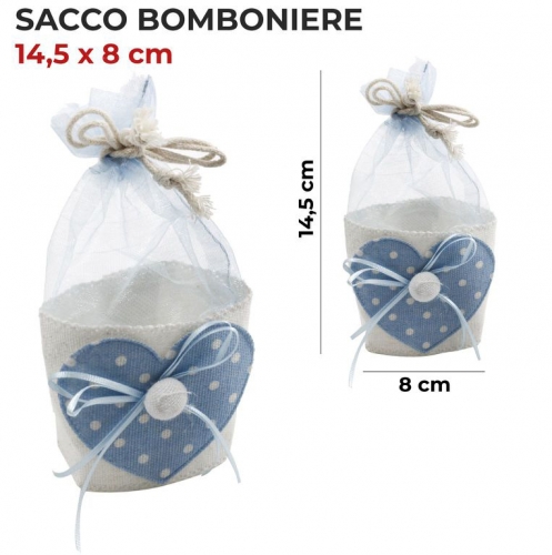 SACCO BOMBONIERE CUORE 8*14.5CM