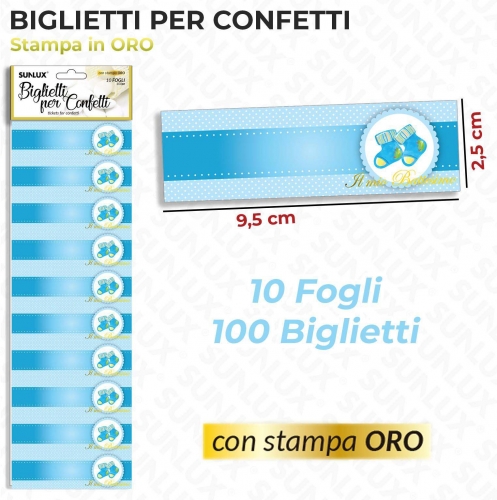 BIGLIETTI PER CONFETTI BATTESIMO 10FF-100PCS