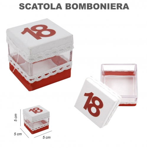 SCATOLA BOMBONIERA 18 ANNI 5*5*5CM