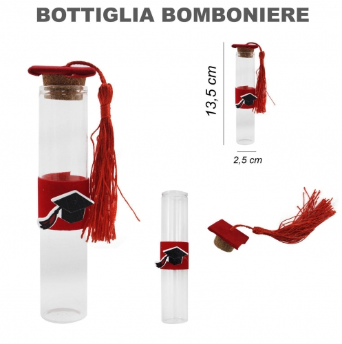BOTTIGLIA BOMBONIERE LAUREA ROSSO 2.5*13.5CM