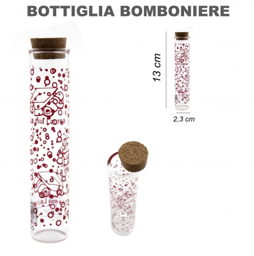BOTTIGLIA BOMBONIERE LAUREA ROSSO 2.5*13CM #1