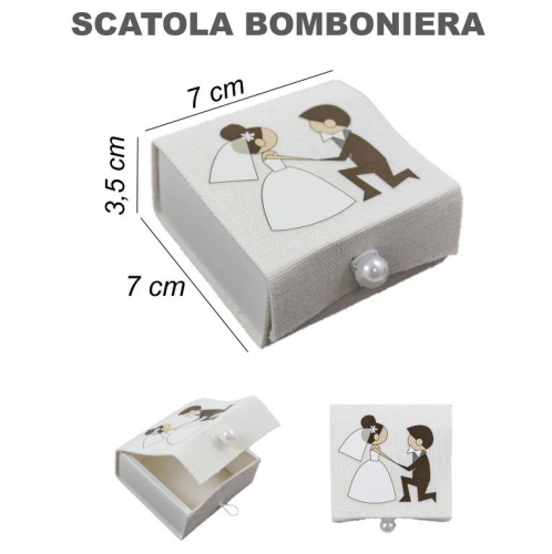 SCATOLA BOMBONIERA MATRIMONIO 7*3.5*7CM