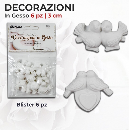 DEC.IN GESSO FANT.COLOMBE 6PC-3CM