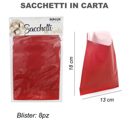 SACCHETTI IN CARTA 13*18CM-8PZ VARI COLORI