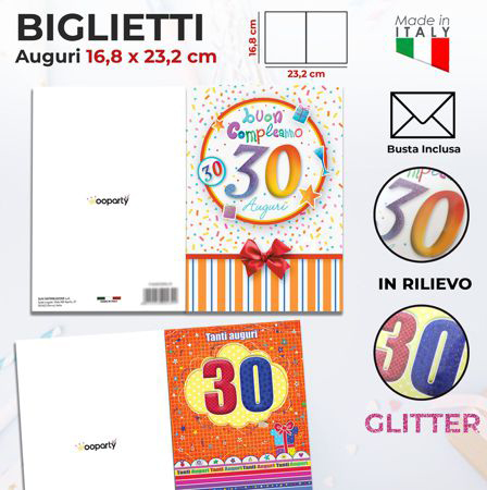 BIGLIETTI B.COMPL.30 ANNI GLITTER 2SOGG.