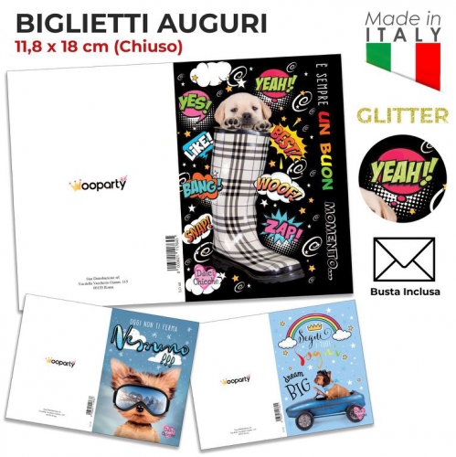 BIGLIETTI AUGURI 3 SOGG.C/GLITTER