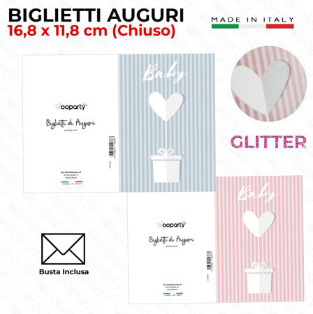 BIGLIETTI NASCITA GLITTER 2SOGG.#1