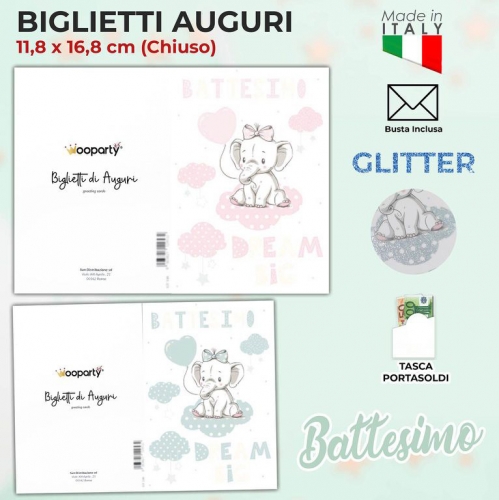 BIGLIETTI BATTSIMO P.SOLDI GLITTER 2SOGG.