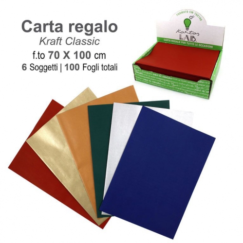 CARTA REGALO KRAFT CLASSIC 6COL 70*100CM 100FF