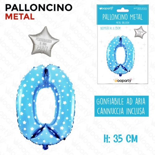 PALLONCINO MYLAR BLU C/STELLE NUMERO 35CM