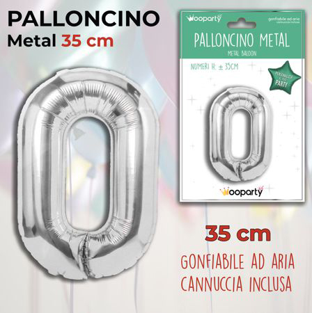 PALLONCINO ARGENTO METAL NUMERI 35CM