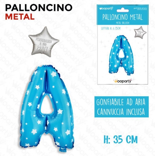 PALLONCINO MYLAR BLU C/STELLE LET.35CM