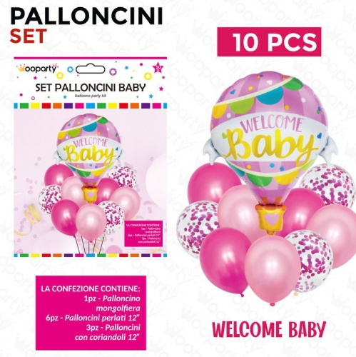 SET PALLONCINI WELCOME BABY 10PCS ASS.