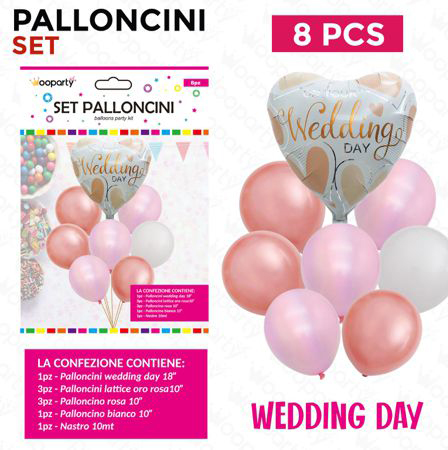 SET PALLONCINI WEDDING DAY 8PCS ASS.