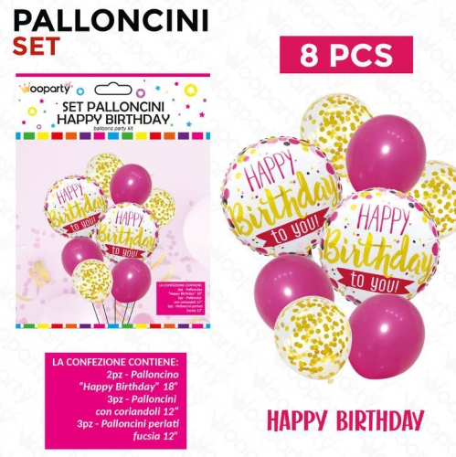 SET PALLONCINI H.BIRTHDAY 8PCS ASS.