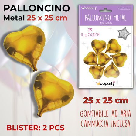 PALLONCINO MYLAR METAL CUORE 2PC-25CM