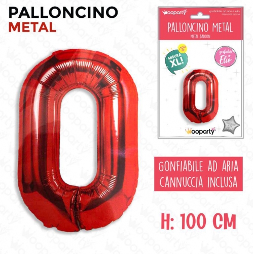 PALLONCINO METAL ROSSO NUM. 100CM