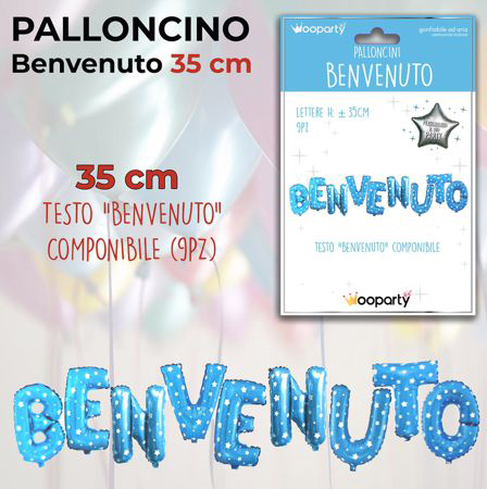 PALLONCINI BENVENUTO COMP. CELESTE 35CM