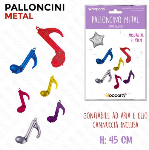 PALLONCINI METAL NOTE MUSICALI COL.ASS. 45CM