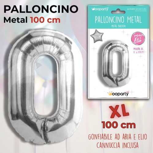 100CM PALLONCINO MYLAR ARGENTO NUM.