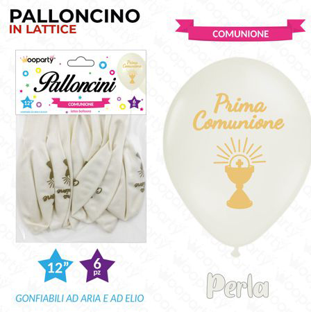 PALLONCINI COMUNIONE BIANCO PERLA  12''6PCS