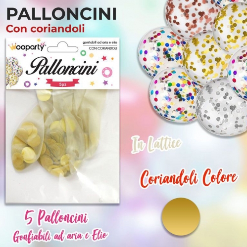 PALLONCINI C/CORIANDOLI 5PCS