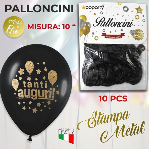 PALLONCINI T.AUGURI ORO METAL 10-10PCS