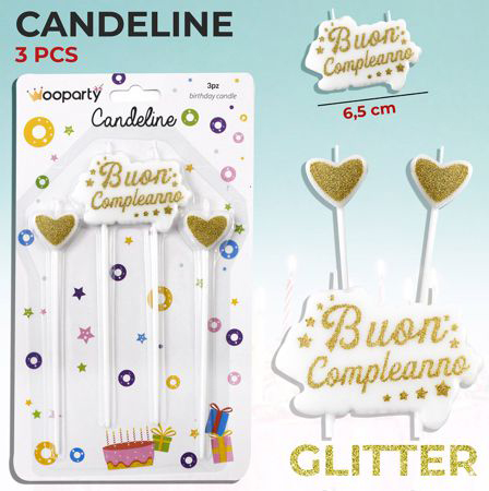 CANDELINE B.COMPL.GLITTER ORO 3PC
