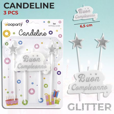 CANDELINE B.COMPL.GLITTER STELLA 3PC