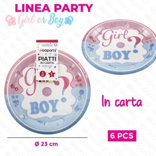 L.GIRL OR BOY PIATTI IN CARTA 6PCS