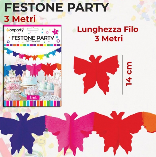 FESTONE PARTY FARFALLA MUTICOLOR 3MT