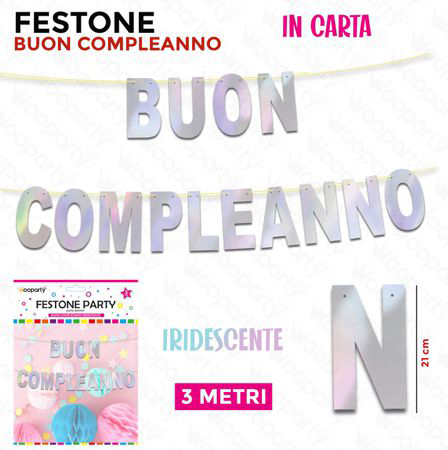 FESTONE B.COMPLEANNO IRIDESCENTE 3MT