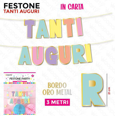 FESTONE TANTI AUGURI PASTEL 3MT