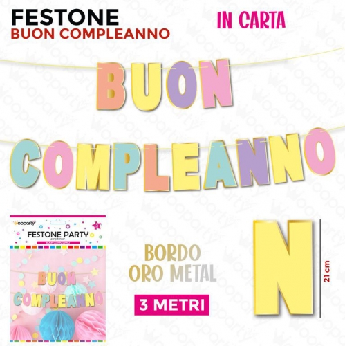 FESTONE B.COMPLEANNO PASTEL 3MT