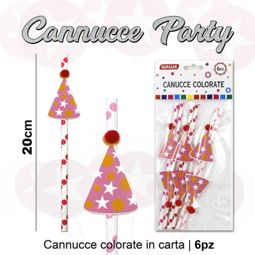 CANNUCCE PARTY C/CAPPELLINO 6PCS