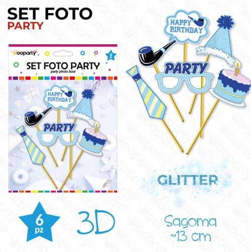 SET FOTO PARTY H.B. BOY*GIRL GLITTER 3D 6PCS