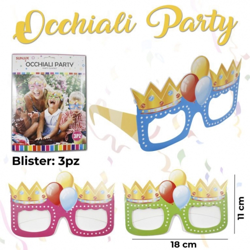 OCCHIALI PARTY COLORI ASS. 3PC 18*11CM #2