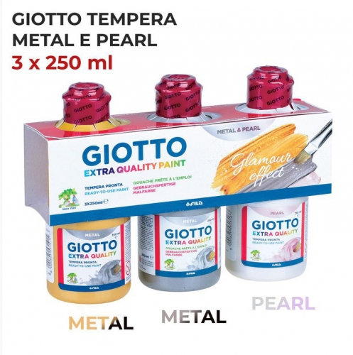 GIOTTO TEMPERA METAL PEARL 250ML COLORI ASS.3PC
