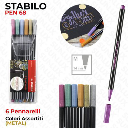 STABILO PEN 68 COLORI METAL ASTUCCIO DA 6