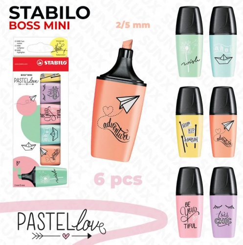 STABILO BOSS MINI PASTEL 6PCS  COL.