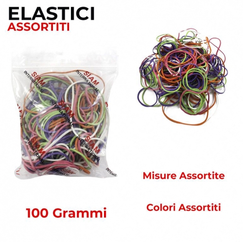 ELASTICI IN GOMMA COL.ASS. NEON 100GR