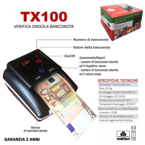 VERIFICA SINGOLA BANCONOTA TX100