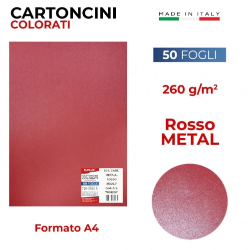 CARTONCINI COL.METAL F.TO A4 260GR 3COLORI 50FF