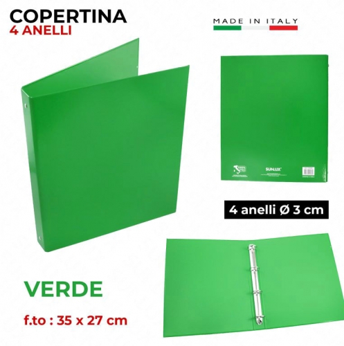 COPERTINA 4 ANELLI F.TO 35*27CM VARI COLORI