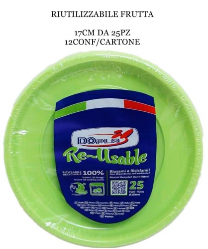 DOPLA PIATTI FRUTTA RIUTIL 25PZ VERDE ACIDO