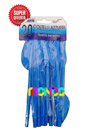 COLTELLI 20PZ PLASTICA CELESTE