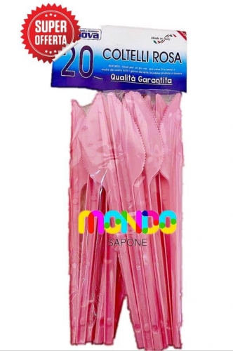 COLTELLI 20PZ PLASTICA ROSA